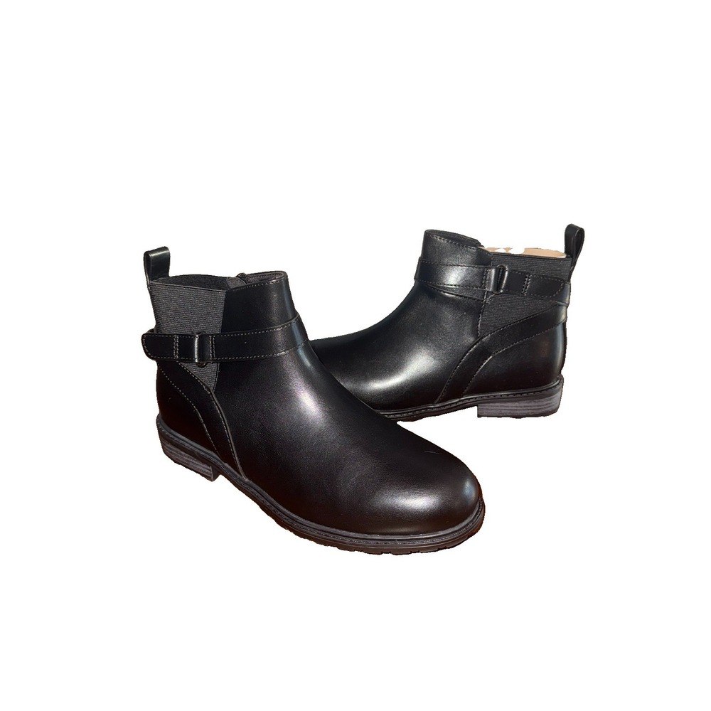 Sonoma Aarie Women's 8.5 Wide Black Ankle Boots Memory Foam Buckle Zip NIB
